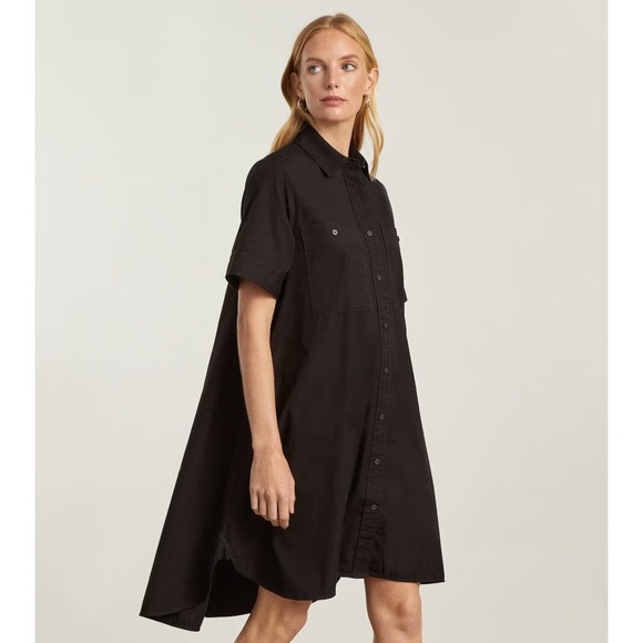 Everlane The Day Tripper Shirtdress High Low Cotton Button Down Black Medium - Picture 2 of 12